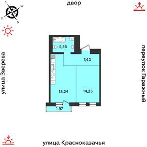 1-к квартира, строящийся дом, 47м2, 6/9 этаж