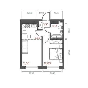 1-к квартира, строящийся дом, 37м2, 5/19 этаж
