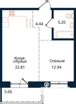 1-к квартира, строящийся дом, 51м2, 17/18 этаж