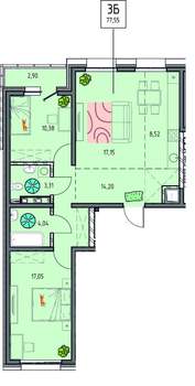 3-к квартира, вторичка, 78м2, 8/18 этаж