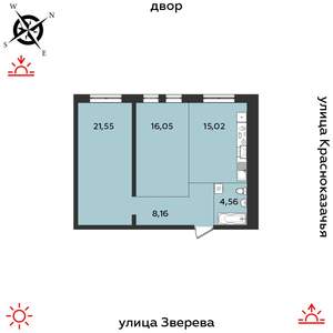 2-к квартира, строящийся дом, 65м2, 2/14 этаж