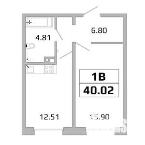 1-к квартира, вторичка, 40м2, 2/16 этаж