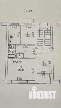 3-к квартира, вторичка, 70м2, 5/5 этаж