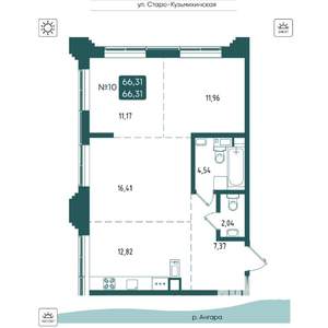 3-к квартира, вторичка, 66м2, 2/20 этаж