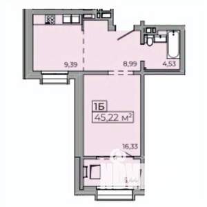 1-к квартира, строящийся дом, 46м2, 7/15 этаж