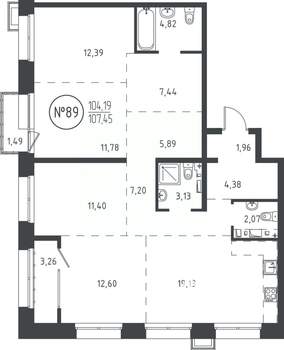 4-к квартира, вторичка, 108м2, 16/19 этаж