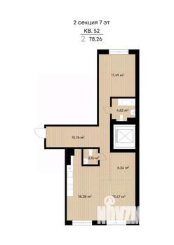 2-к квартира, вторичка, 78м2, 7/9 этаж