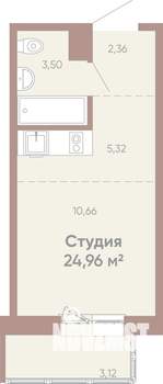 1-к квартира, вторичка, 25м2, 10/16 этаж