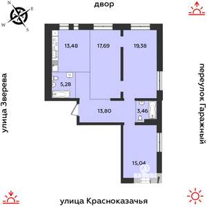 3-к квартира, строящийся дом, 88м2, 4/9 этаж