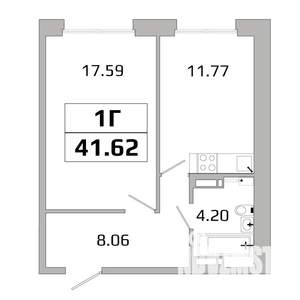 1-к квартира, вторичка, 42м2, 15/16 этаж
