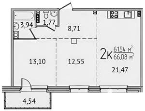 2-к квартира, вторичка, 68м2, 6/9 этаж