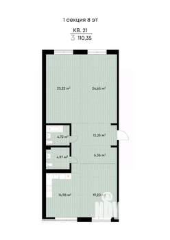 3-к квартира, вторичка, 110м2, 8/9 этаж