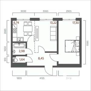 2-к квартира, строящийся дом, 52м2, 16/19 этаж