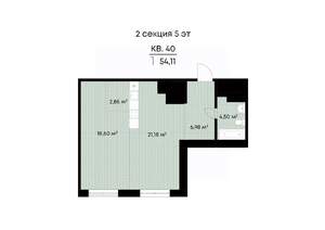 1-к квартира, строящийся дом, 54м2, 5/11 этаж