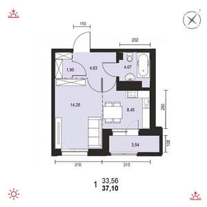 1-к квартира, вторичка, 37м2, 6/14 этаж