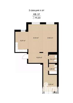 3-к квартира, вторичка, 91м2, 4/9 этаж