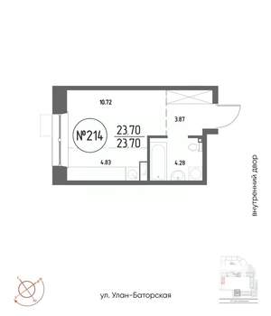 Студия квартира, вторичка, 24м2, 10/19 этаж