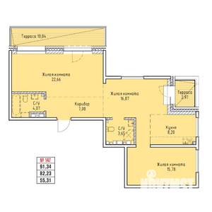 3-к квартира, строящийся дом, 91м2, 19/19 этаж