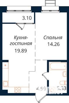 1-к квартира, вторичка, 48м2, 5/18 этаж