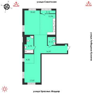 2-к квартира, строящийся дом, 88м2, 3/14 этаж