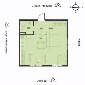 2-к квартира, вторичка, 46м2, 5/19 этаж