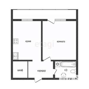 1-к квартира, вторичка, 39м2, 11/12 этаж