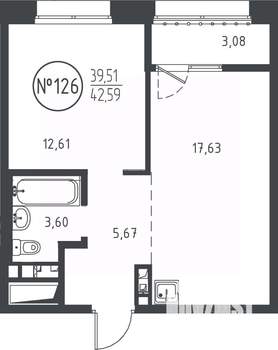 1-к квартира, вторичка, 43м2, 5/10 этаж