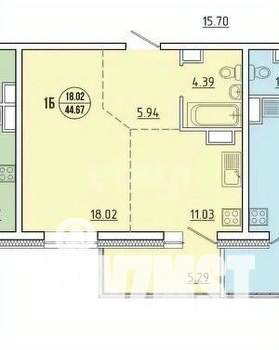 1-к квартира, вторичка, 45м2, 3/19 этаж