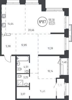 4-к квартира, вторичка, 103м2, 16/19 этаж