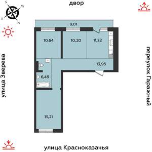 3-к квартира, строящийся дом, 77м2, 9/9 этаж