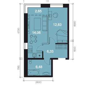 2-к квартира, вторичка, 42м2, 4/8 этаж