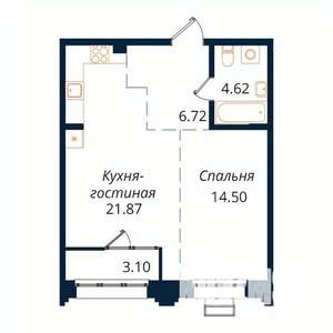 1-к квартира, строящийся дом, 50м2, 17/18 этаж