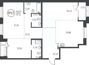 3-к квартира, вторичка, 113м2, 8/10 этаж