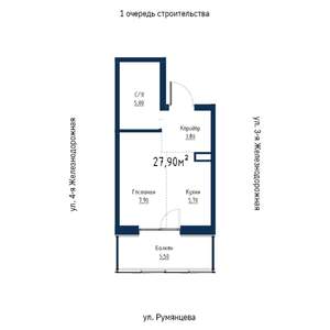 1-к квартира, вторичка, 28м2, 3/18 этаж