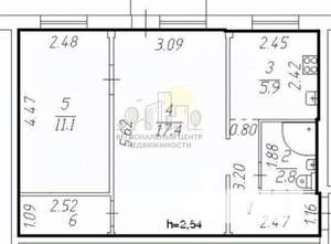 2-к квартира, вторичка, 45м2, 4/5 этаж