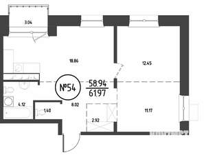 2-к квартира, строящийся дом, 62м2, 11/19 этаж