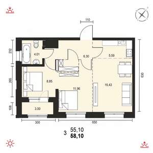 3-к квартира, вторичка, 58м2, 14/14 этаж