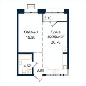 1-к квартира, строящийся дом, 48м2, 11/18 этаж