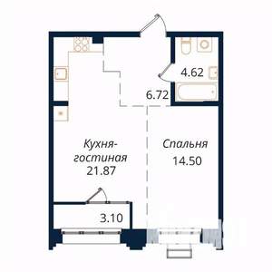 1-к квартира, вторичка, 50м2, 16/18 этаж