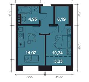 2-к квартира, вторичка, 41м2, 4/8 этаж