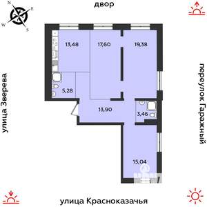 3-к квартира, строящийся дом, 96м2, 2/9 этаж