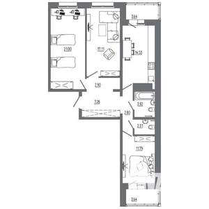 3-к квартира, вторичка, 92м2, 2/14 этаж