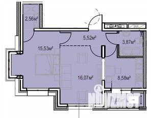 2-к квартира, вторичка, 55м2, 6/13 этаж