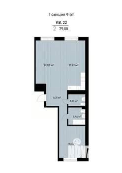 2-к квартира, вторичка, 80м2, 9/9 этаж