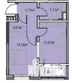 1-к квартира, вторичка, 45м2, 12/13 этаж