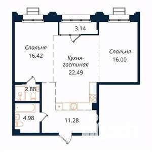 2-к квартира, строящийся дом, 76м2, 18/18 этаж