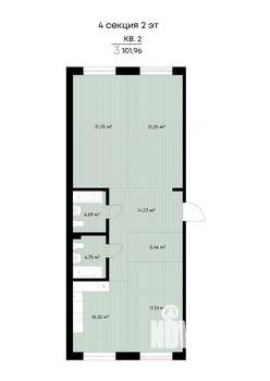 3-к квартира, строящийся дом, 102м2, 2/9 этаж