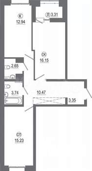 2-к квартира, вторичка, 68м2, 15/16 этаж