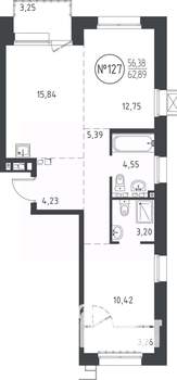 2-к квартира, вторичка, 63м2, 5/10 этаж