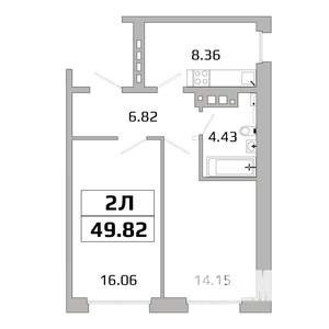 2-к квартира, вторичка, 49м2, 11/16 этаж